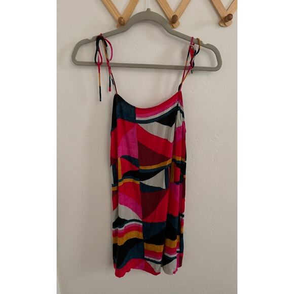 Billabong Dress Women's Medium Night Out Printed Mini Pink Spaghetti Straps - Picture 2 of 7